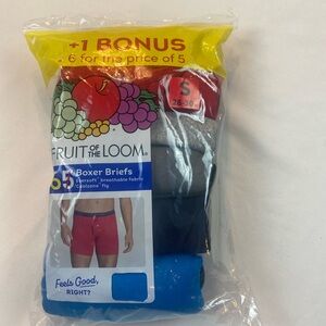 Fruit of the Loom Men's 5-Pack Boxer Briefs - Red, Gray, Blue size S